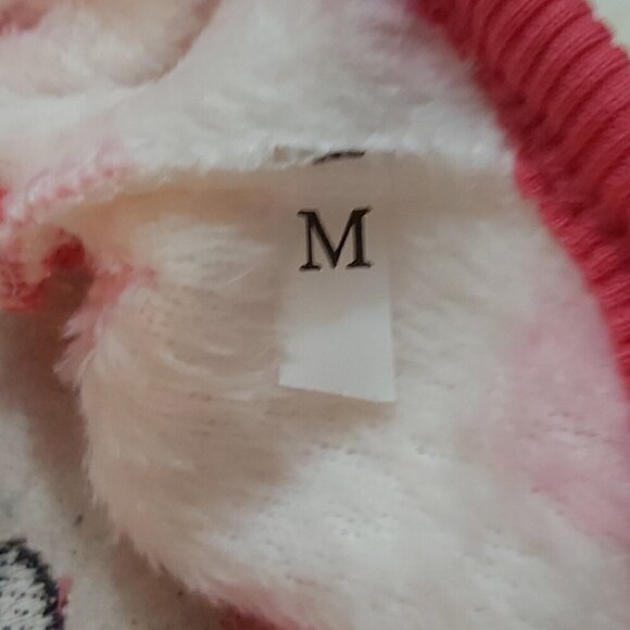 Dog/Cat Faux Fur White Sweater with Pink Polka Dots and Pink Bunny Head - Size M - Picture 6 of 7